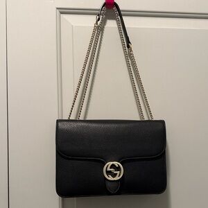 Gucci Black Crossbody Bag with Gold Chain
